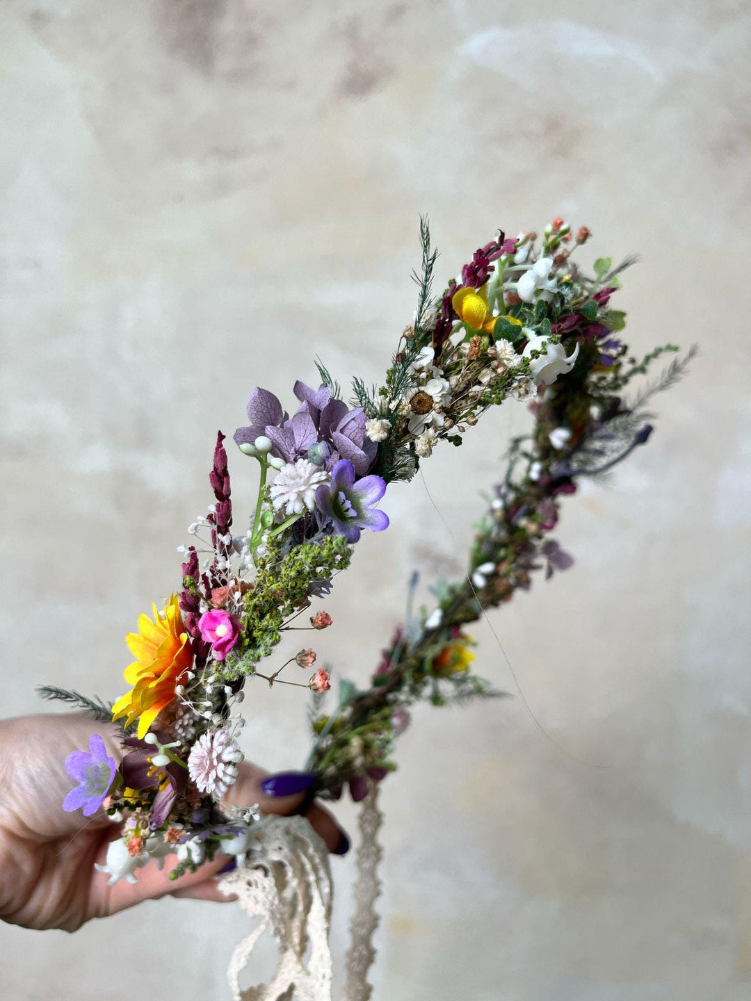 Sunflower Meadow Flower Crown: Bridal Wedding Headpiece – handmade floral hair accessory by magaela