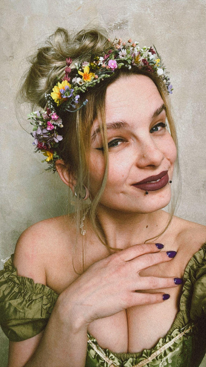 Sunflower Meadow Flower Crown: Bridal Wedding Headpiece – handmade floral hair accessory by magaela