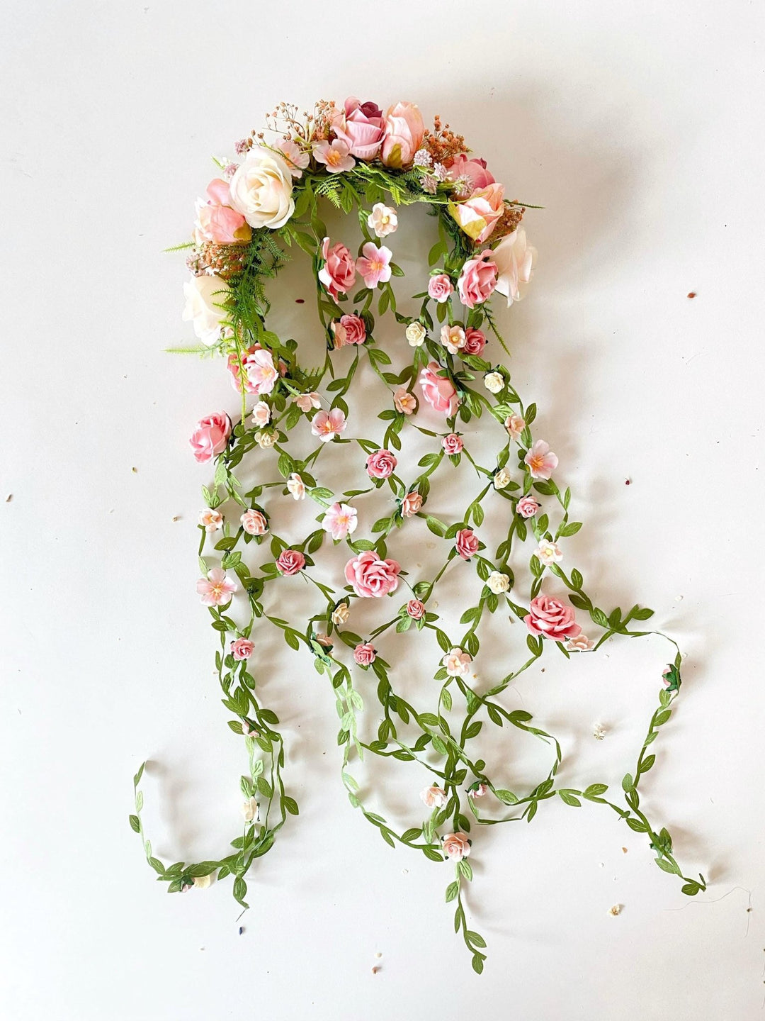 Blush Flower Bridal Headband: Renaissance Wedding Veil Headpiece – handmade floral hair accessory by magaela