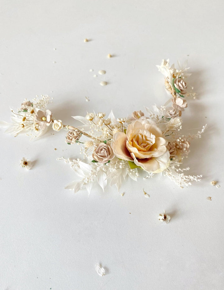Ivory Wedding Flower Hair Vine: Bridal Headpiece – handmade floral hair accessory by magaela