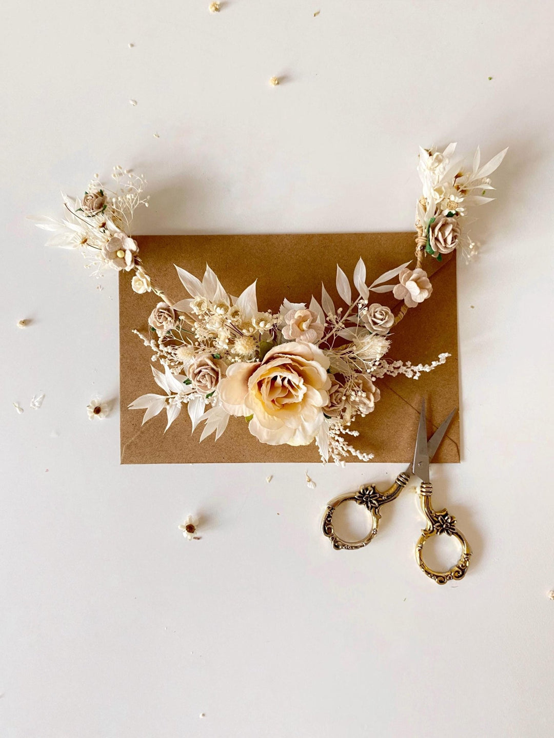 Ivory Wedding Flower Hair Vine: Bridal Headpiece – handmade floral hair accessory by magaela