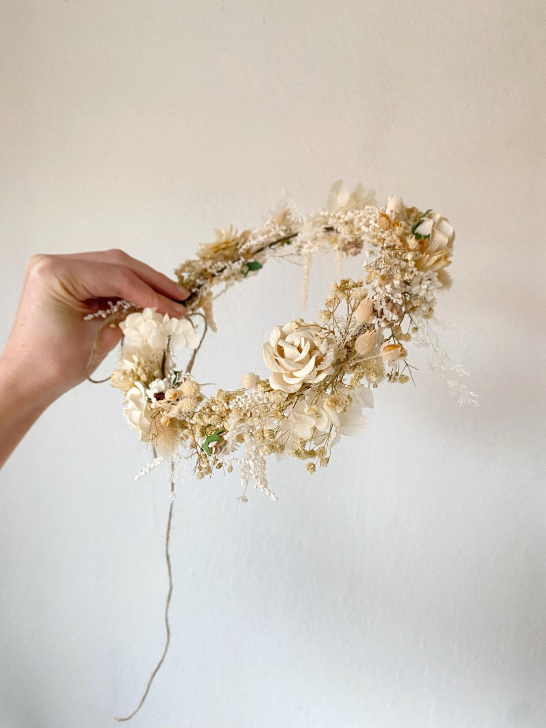 Boho Flower Hair Wreath: Rustic Cottagecore Wedding Headpiece – handmade floral hair accessory by magaela