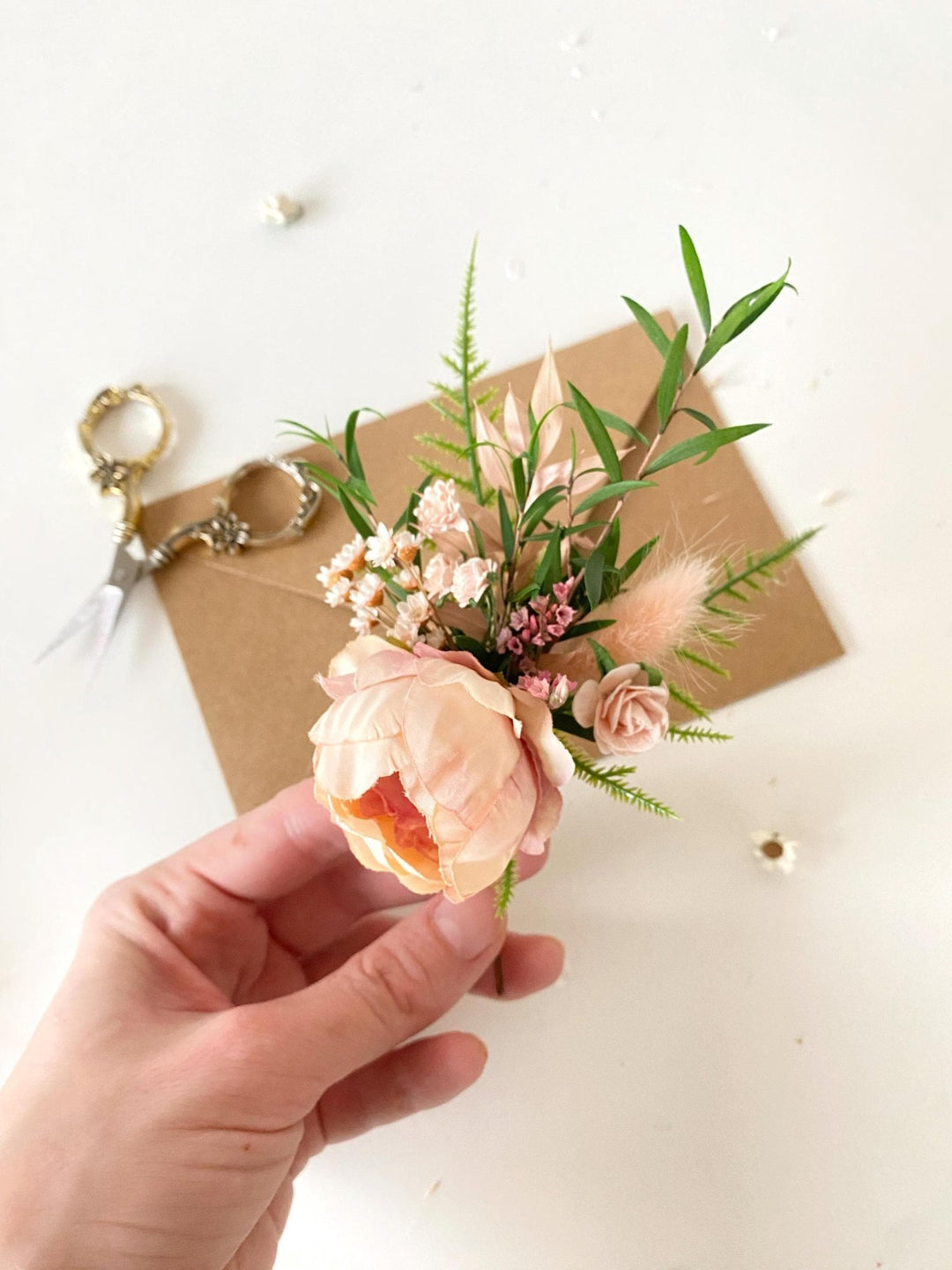 Blush Flower Hairpins: Boho Bridal Hair Accessories – handmade floral hair accessory by magaela