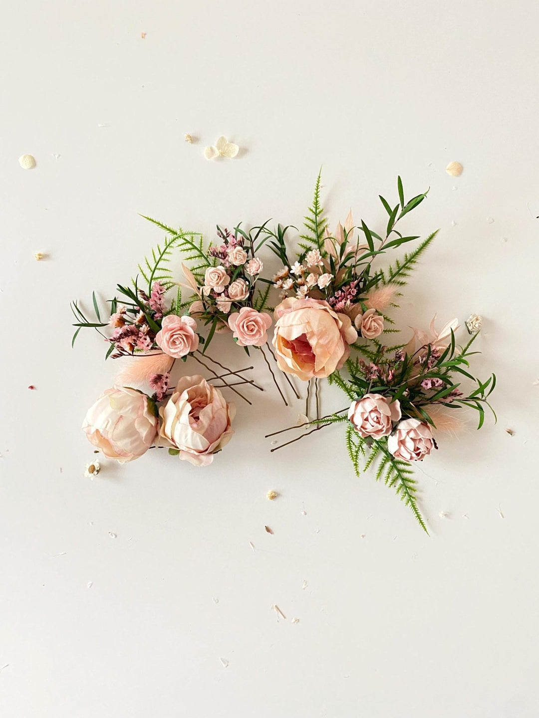Blush Flower Hairpins: Boho Bridal Hair Accessories – handmade floral hair accessory by magaela