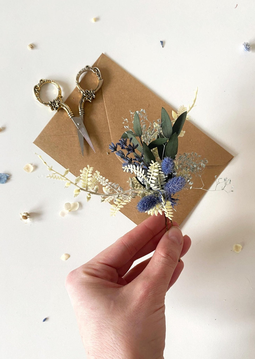 Blue Thistle Flower Hairpins: Boho Bridal Hair Accessories – handmade floral hair accessory by magaela