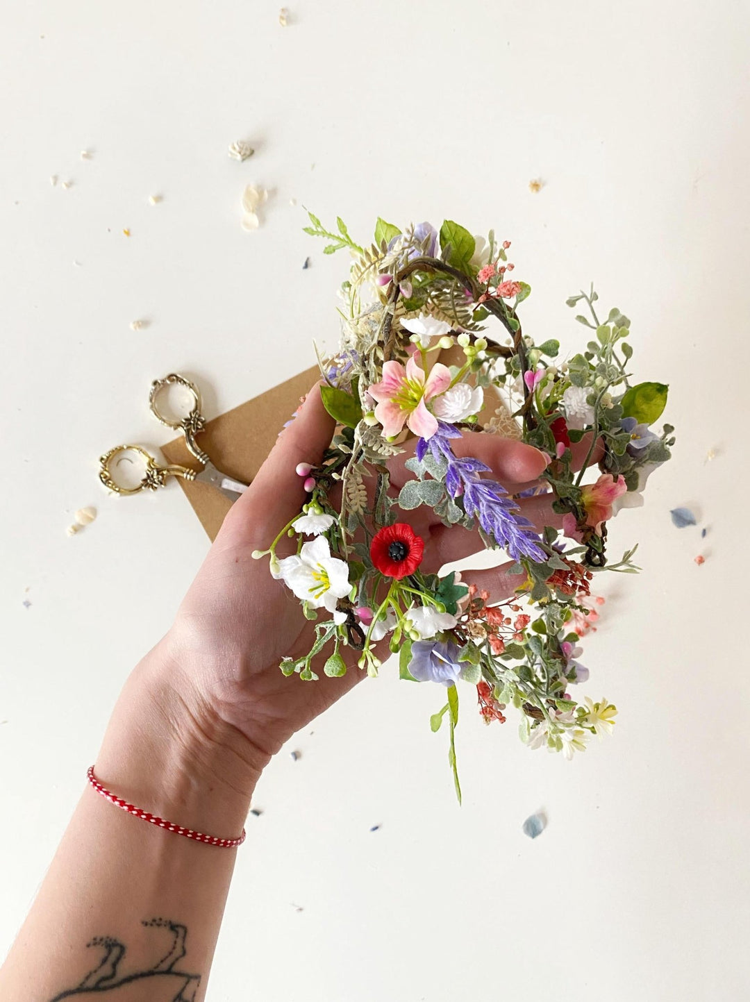 Meadow Wedding Hair Garland: Bendable Floral Hair Vine – handmade floral hair accessory by magaela