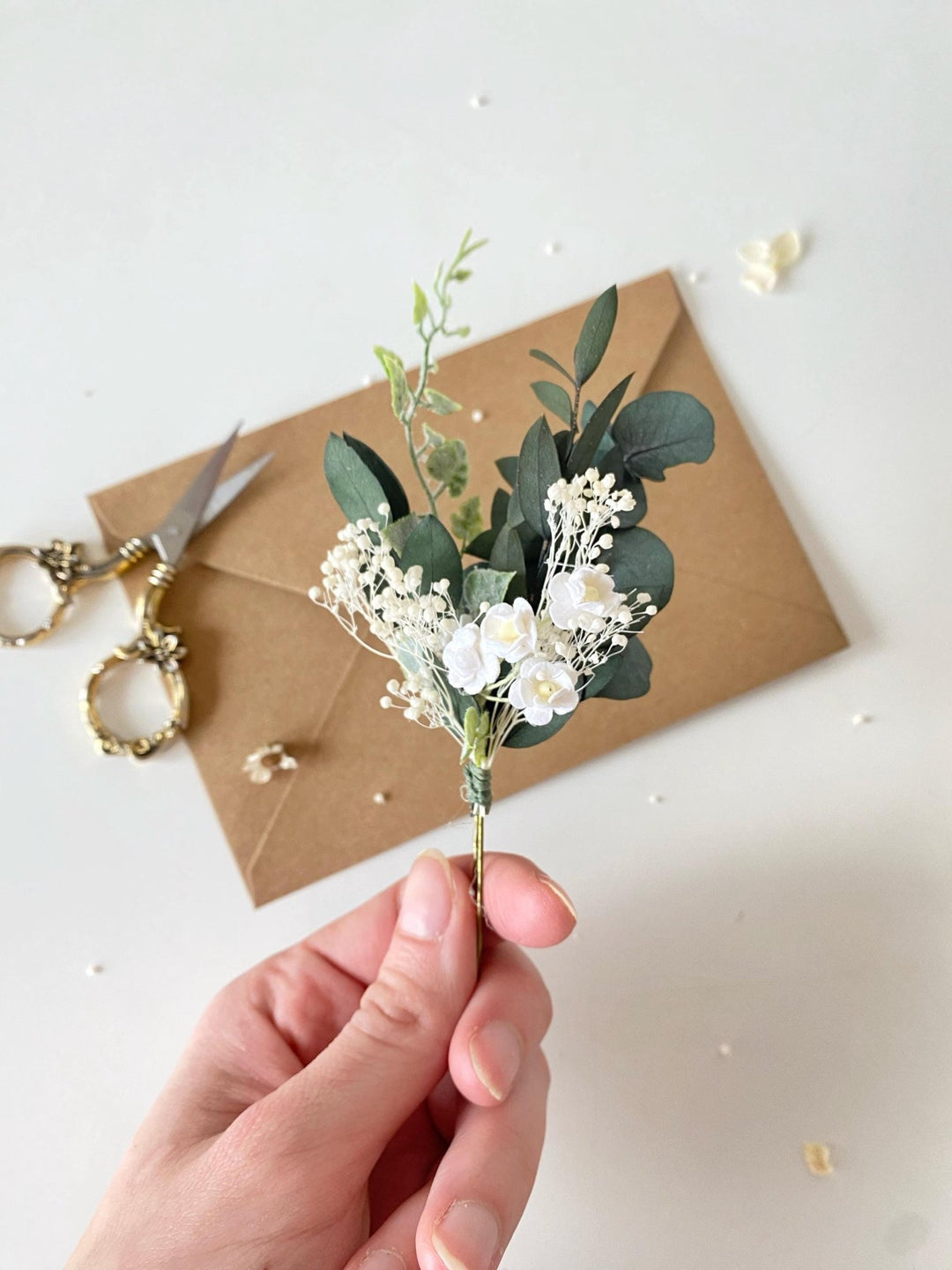 White Rose Hair Pins: Boho Bridal Hair Accessories – handmade floral hair accessory by magaela