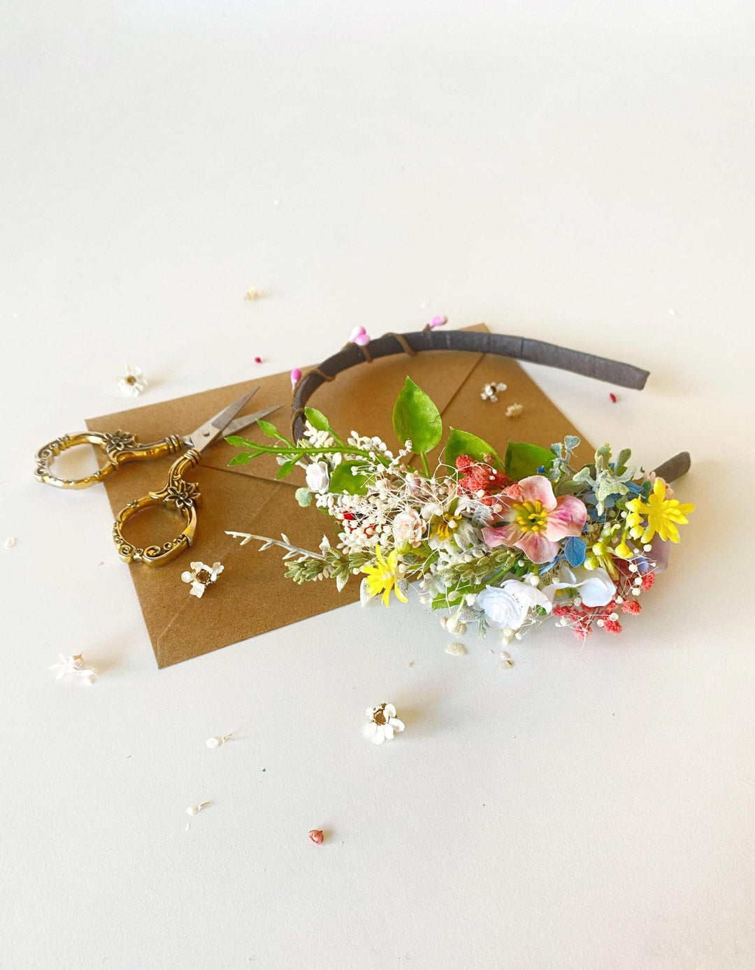 Handmade Wildflower Headband: Colorful Cottagecore Bridal Hair Accessory – handmade floral hair accessory by magaela