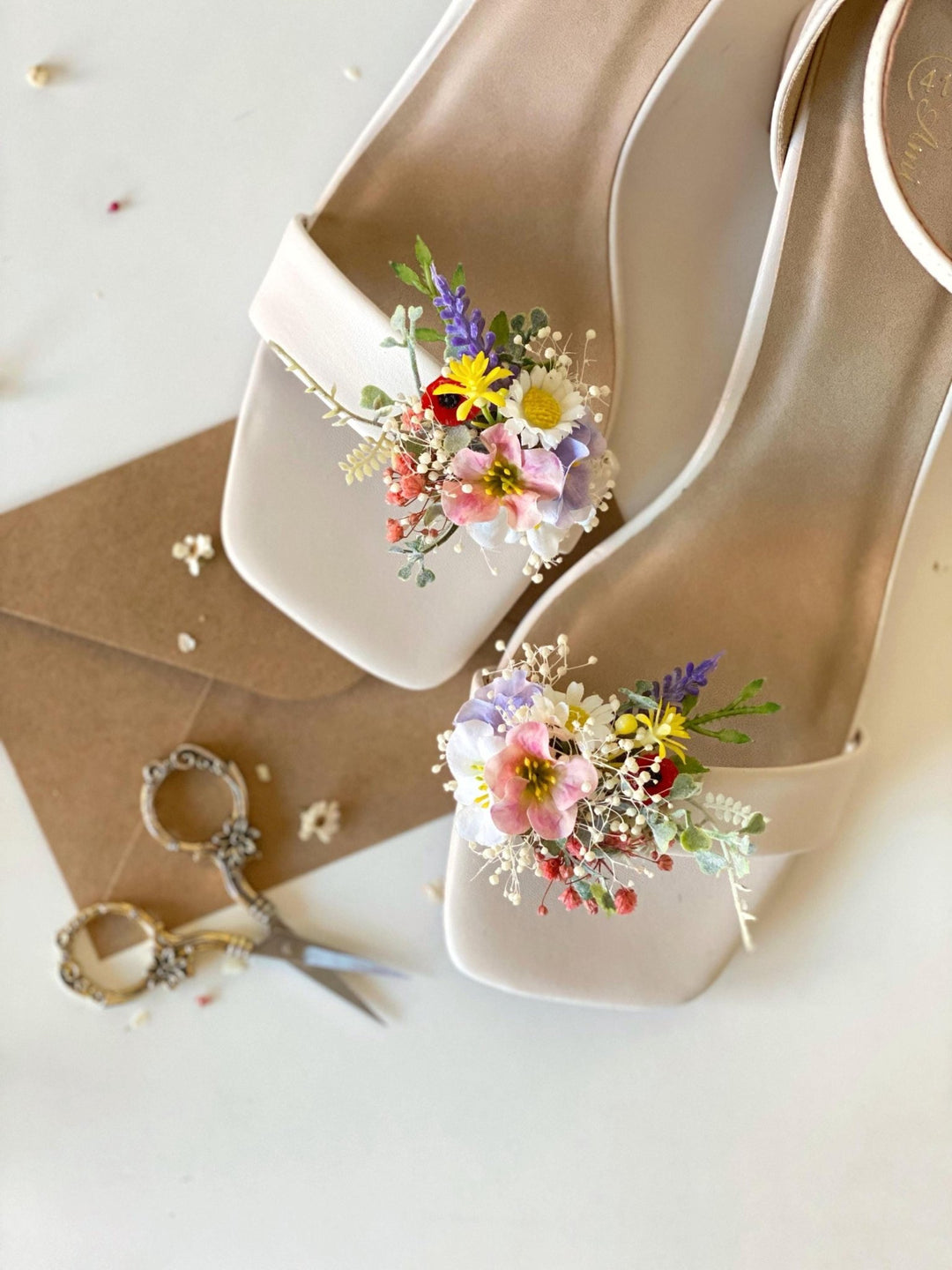 Floral Shoe Clips: Meadow Wildflower Wedding Bridal Accessories – handmade floral hair accessory by magaela