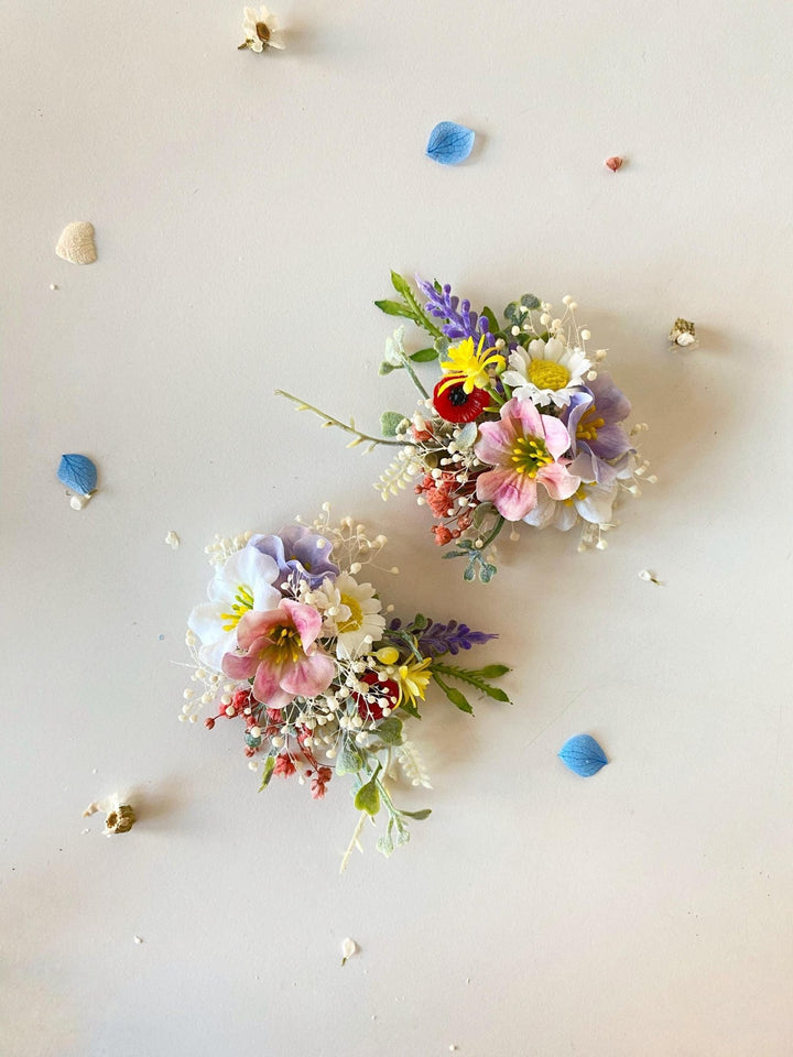 Floral Shoe Clips: Meadow Wildflower Wedding Bridal Accessories – handmade floral hair accessory by magaela