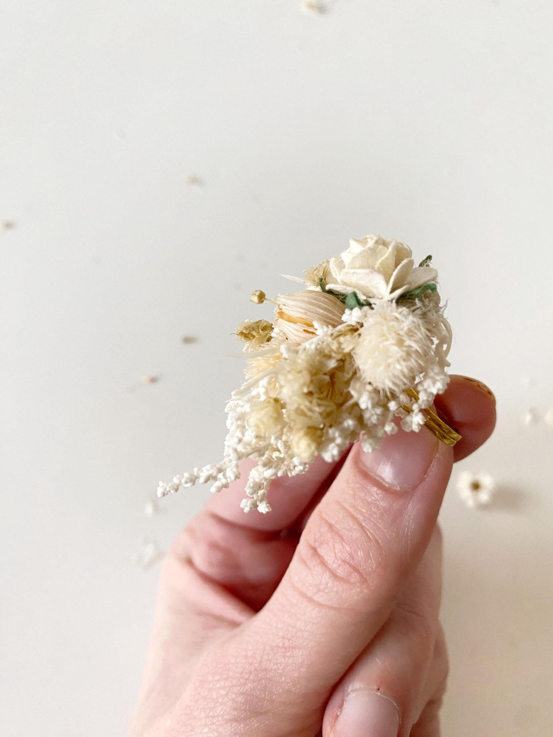 Cream Flower Ring: Rustic Floral Wedding Jewelry – handmade floral hair accessory by magaela