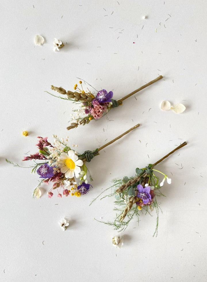 Wildflower Hair Pins: Meadow Bridal Bobby Pins, Cottagecore Wedding – handmade floral hair accessory by magaela