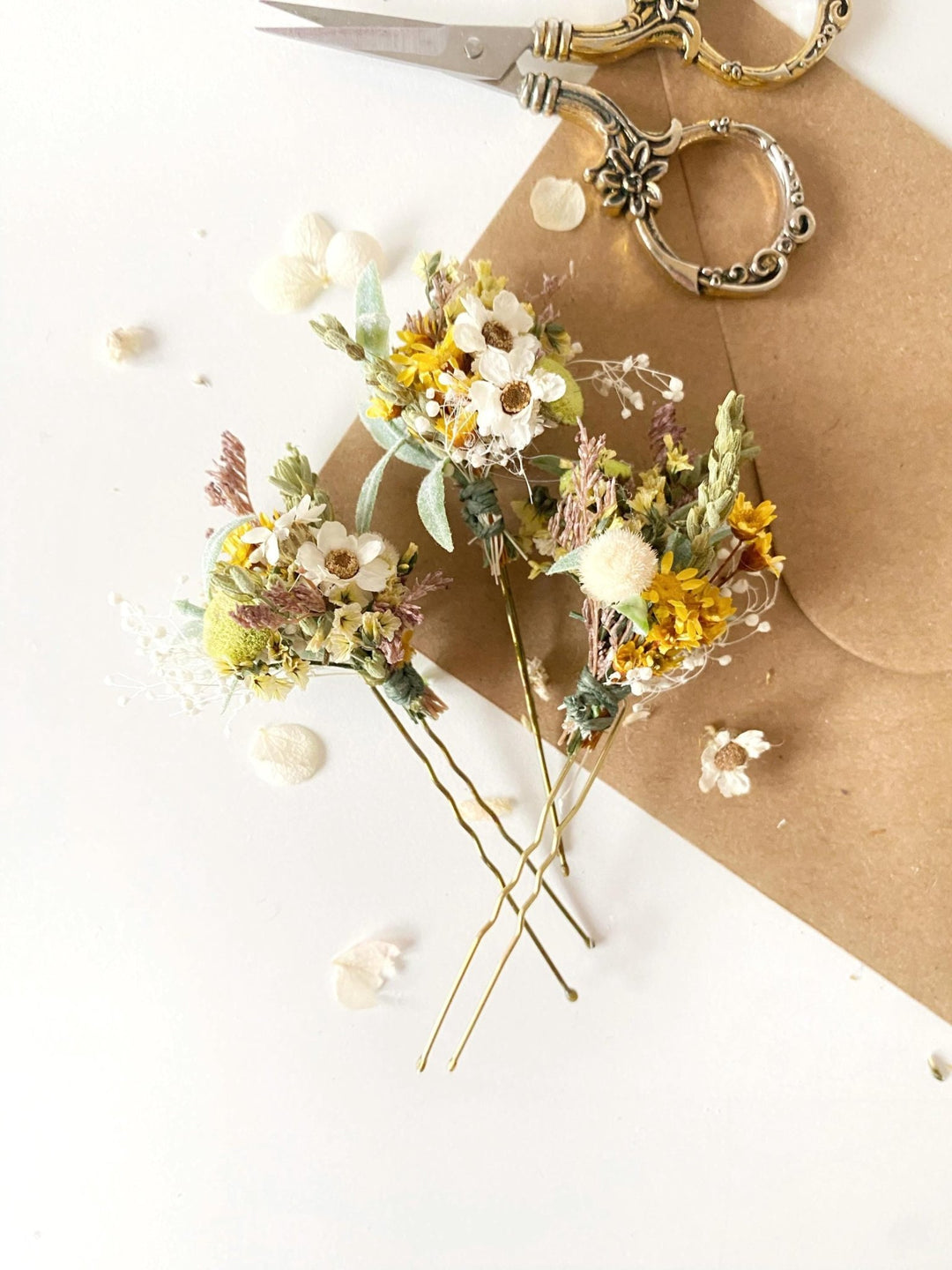 Rustic Flower Hairpins: Bridal Meadow Bobby Pins – handmade floral hair accessory by magaela