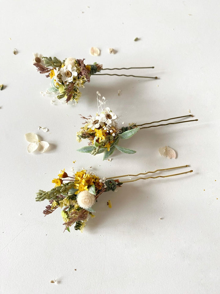 Rustic Flower Hairpins: Bridal Meadow Bobby Pins – handmade floral hair accessory by magaela