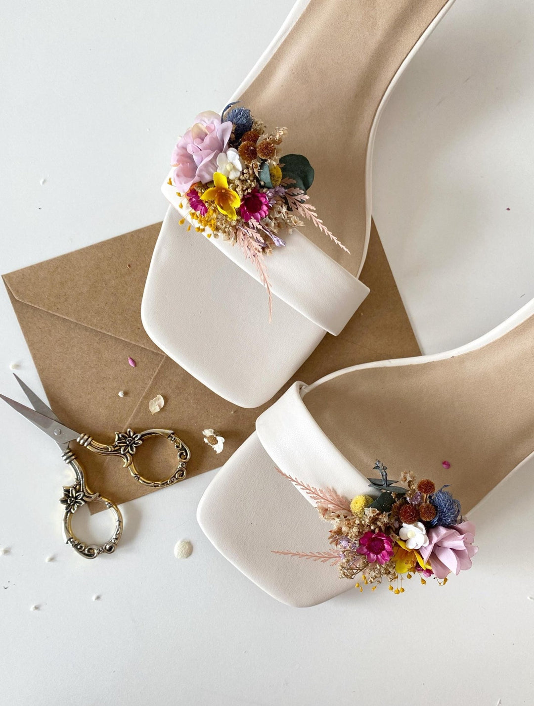 Colorful Flower Shoe Clips: Boho Wedding Bridal Accessories – handmade floral hair accessory by magaela