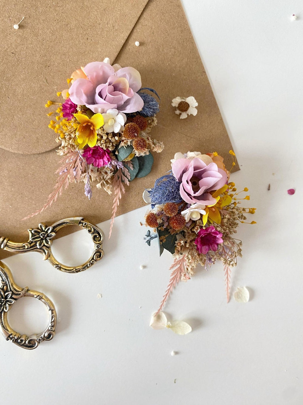 Colorful Flower Shoe Clips: Boho Wedding Bridal Accessories – handmade floral hair accessory by magaela