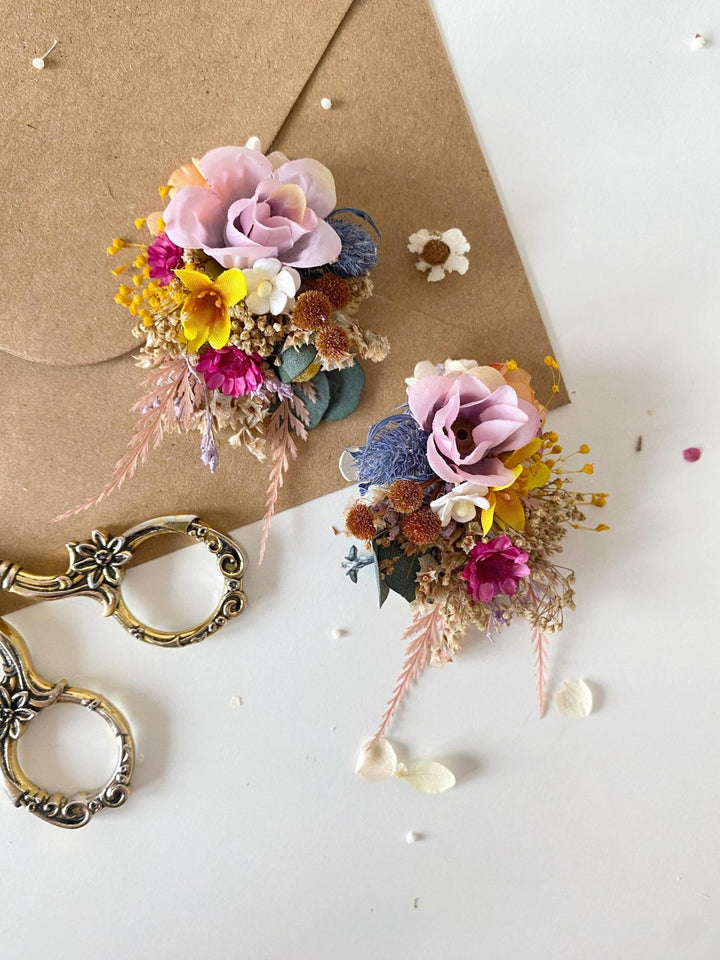 Colorful Flower Shoe Clips: Boho Wedding Bridal Accessories – handmade floral hair accessory by magaela