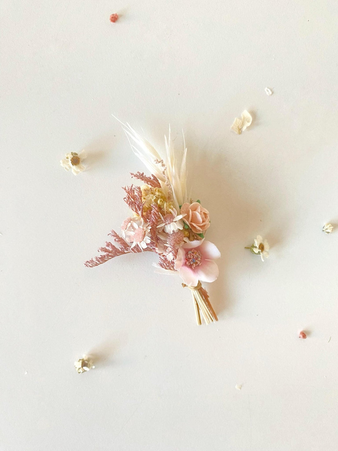 Rustic Pale Pink Flower Boutonniere: Groom & Groomsmen Wedding Corsage – handmade floral hair accessory by magaela