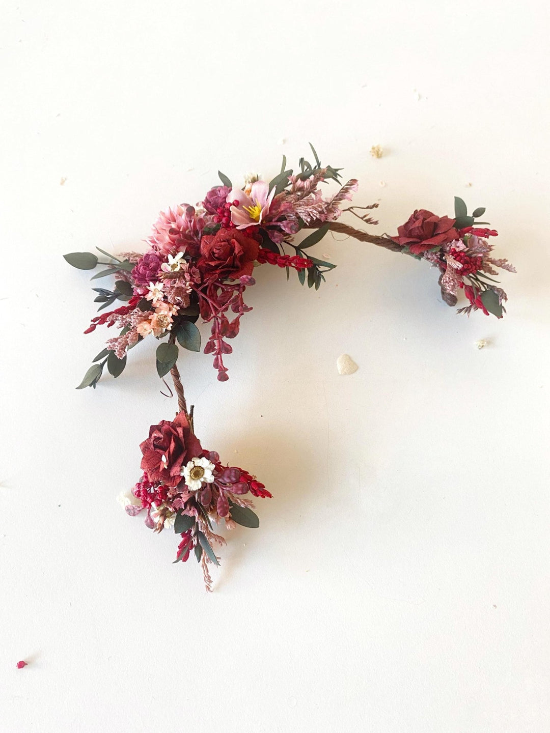 Burgundy Pink Flower Hair Vine: Rustic Wedding Bridal Hair Accessories – handmade floral hair accessory by magaela