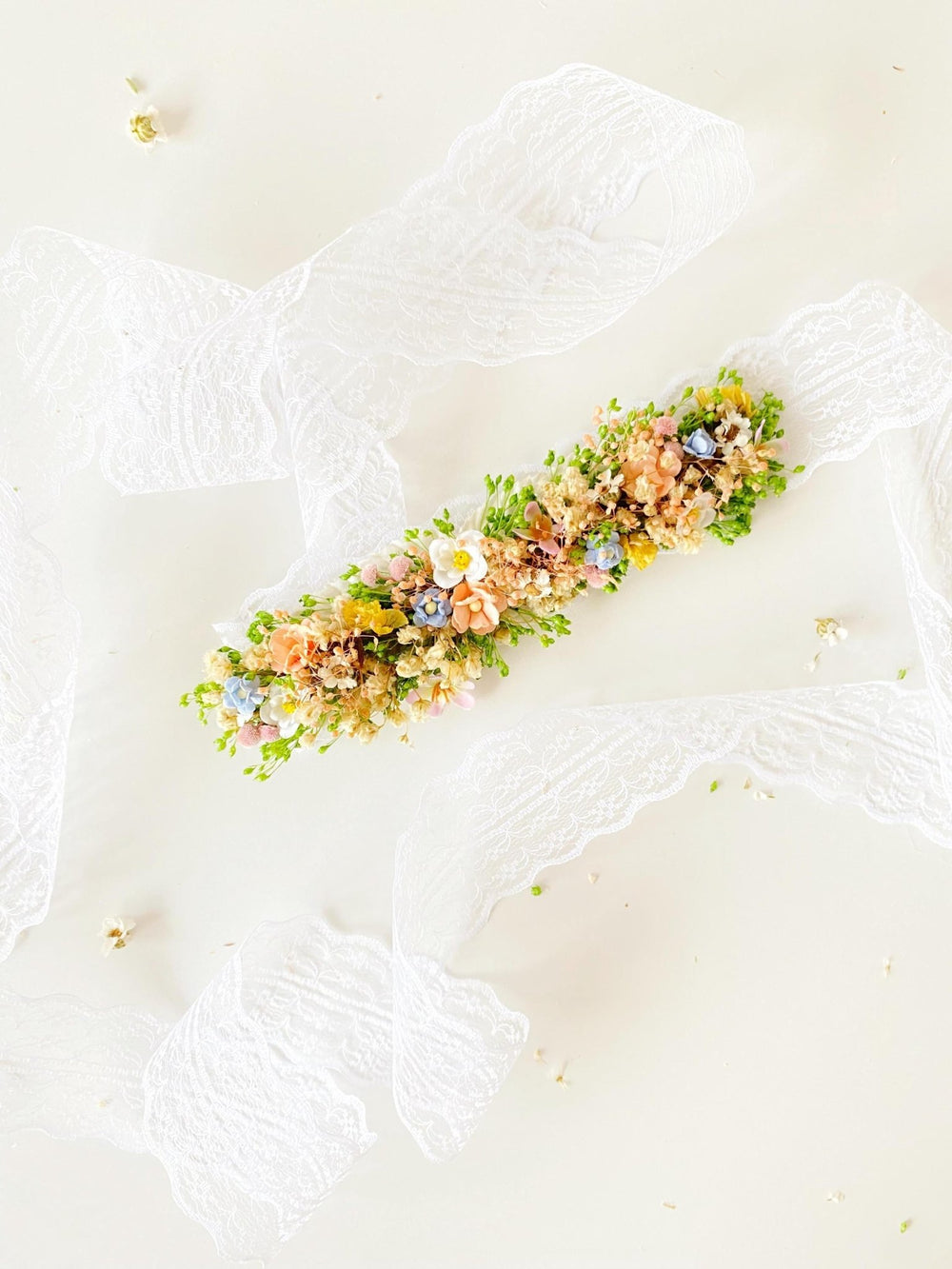 Pastel Flower Bridal Belt: Boho Meadow Wedding Dress Accessory – handmade floral hair accessory by magaela