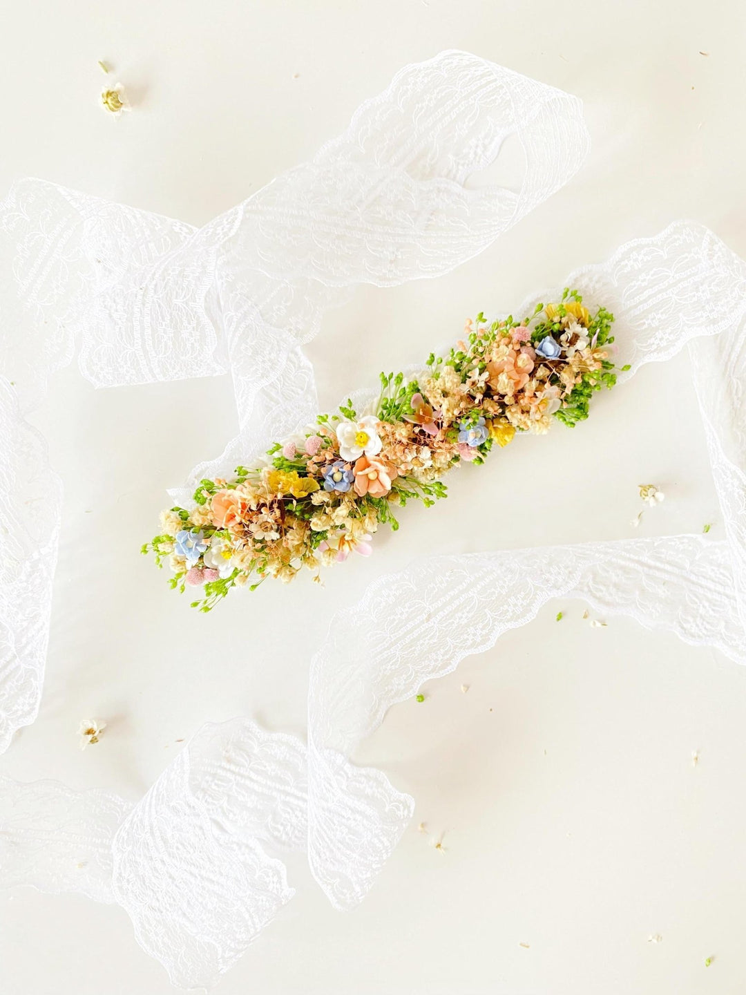 Pastel Flower Bridal Belt: Boho Meadow Wedding Dress Accessory – handmade floral hair accessory by magaela