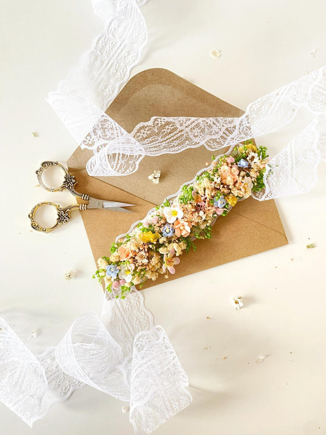 Pastel Flower Bridal Belt: Boho Meadow Wedding Dress Accessory – handmade floral hair accessory by magaela