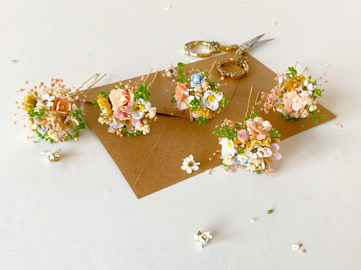 Wildflower Hair Pins: Bridal Meadow Flower Bobby Pins – handmade floral hair accessory by magaela