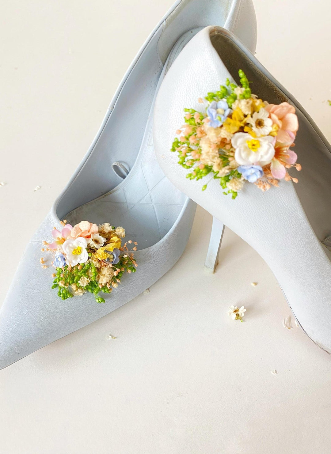 Pastel Flower Shoe Clips: Wildflower Wedding Bridal Accessory – handmade floral hair accessory by magaela