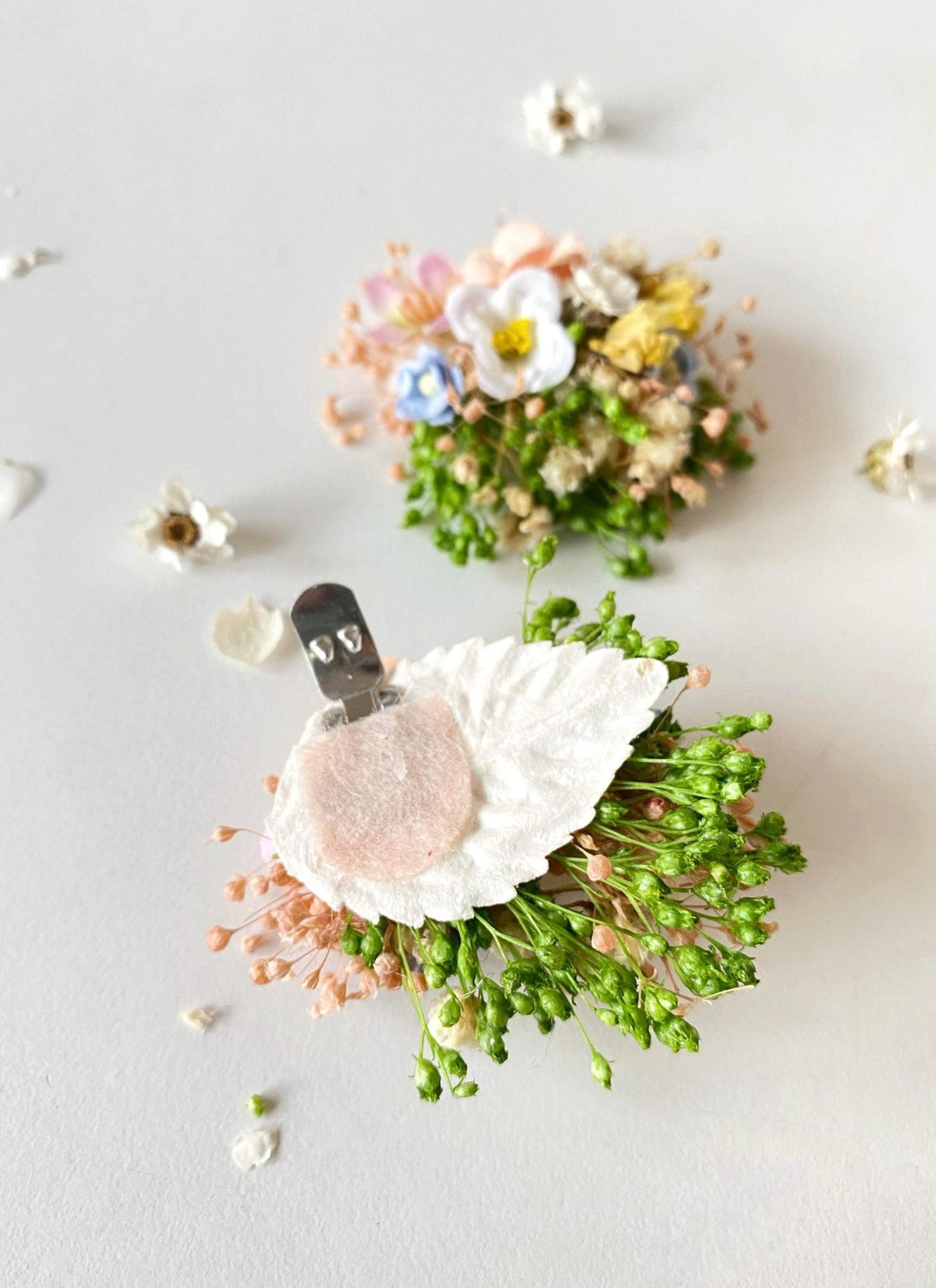 Pastel Flower Shoe Clips: Wildflower Wedding Bridal Accessory – handmade floral hair accessory by magaela