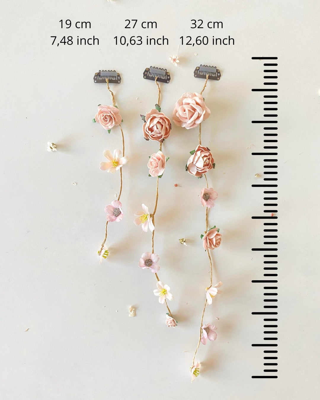 Boho Wedding Hair Vine: Blush Flower Veil, Cottagecore Bridal Hairstyle – handmade floral hair accessory by magaela