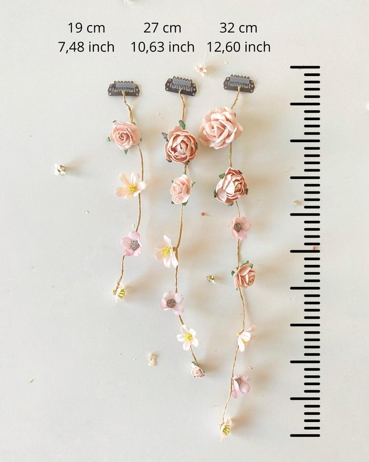 Boho Wedding Hair Vine: Blush Flower Veil, Cottagecore Bridal Hairstyle – handmade floral hair accessory by magaela