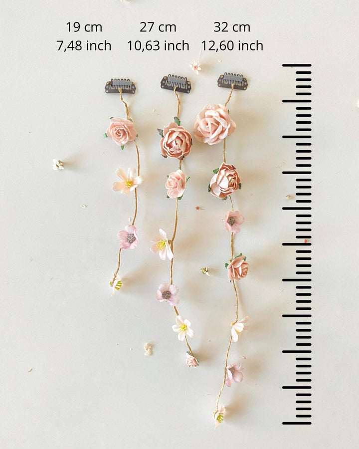 Boho Bridal Hair Vine: Pale Pink Flower Veil, Cottagecore Wedding – handmade floral hair accessory by magaela