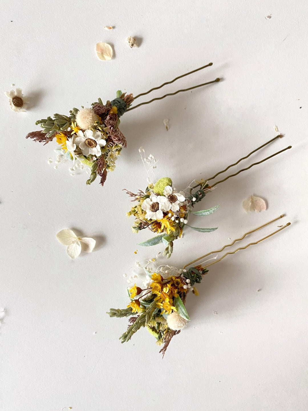 Rustic Flower Hairpins: Bridal Meadow Bobby Pins – handmade floral hair accessory by magaela