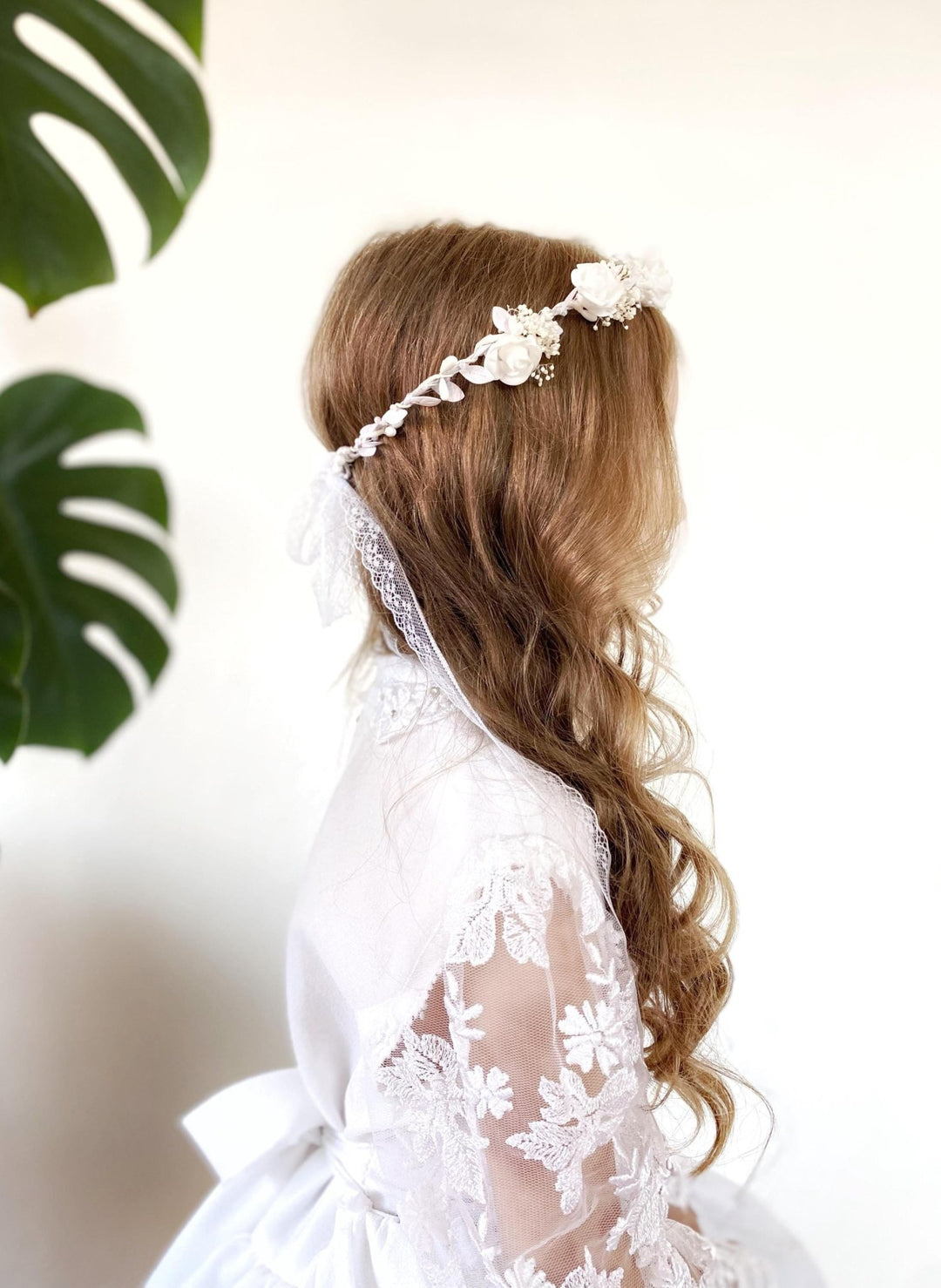 White Rose Communion Crown: Handmade Floral Headpiece – handmade floral hair accessory by magaela