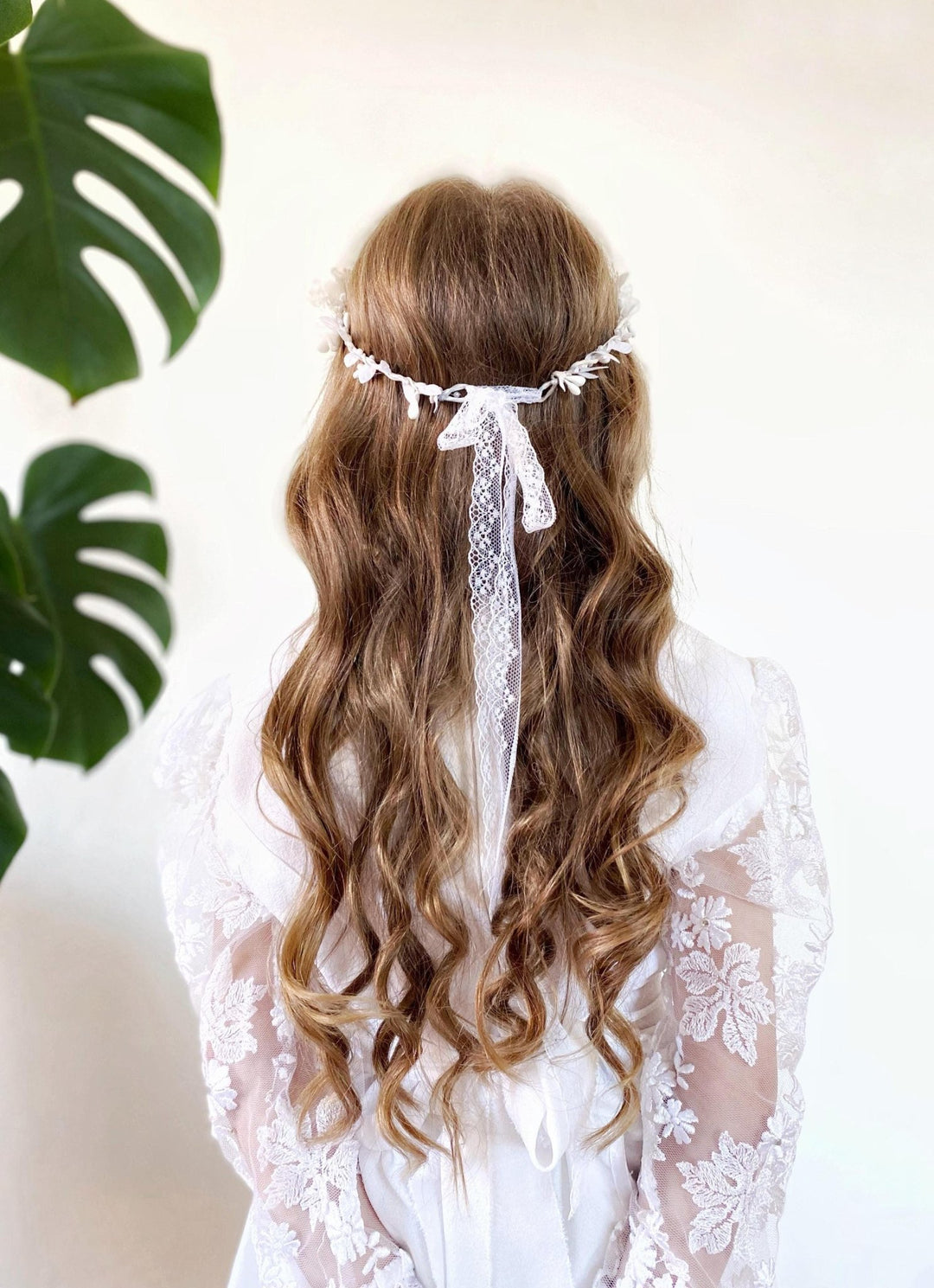White Rose Communion Crown: Handmade Floral Headpiece – handmade floral hair accessory by magaela