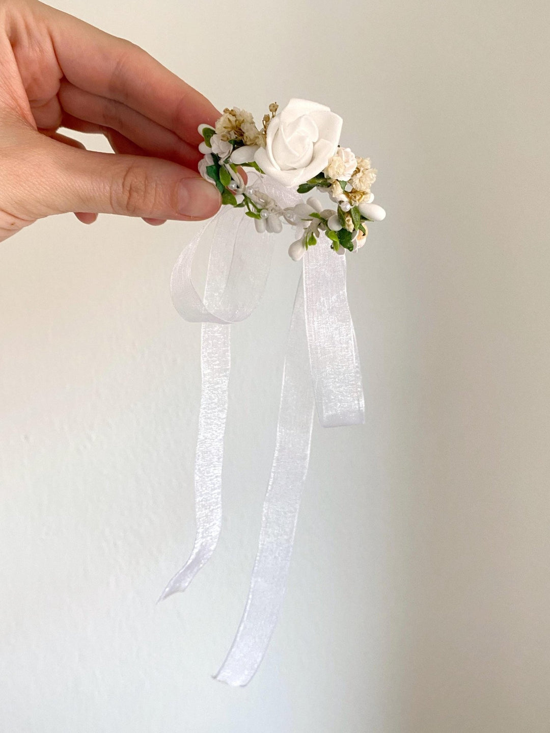 Handmade Floral Candle Wreath: First Holy Communion Decoration – handmade floral hair accessory by magaela