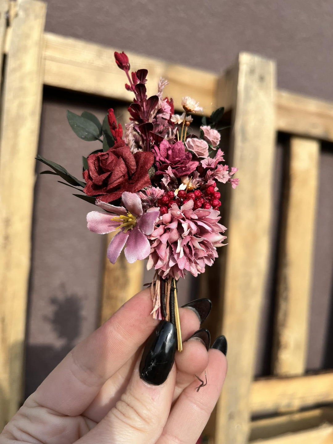 Burgundy Pink Flower Hair Vine: Rustic Wedding Bridal Hair Accessories – handmade floral hair accessory by magaela