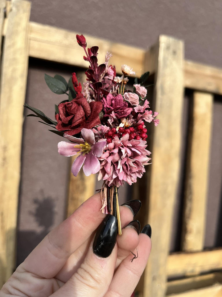 Burgundy Pink Flower Hair Vine: Rustic Wedding Bridal Hair Accessories – handmade floral hair accessory by magaela