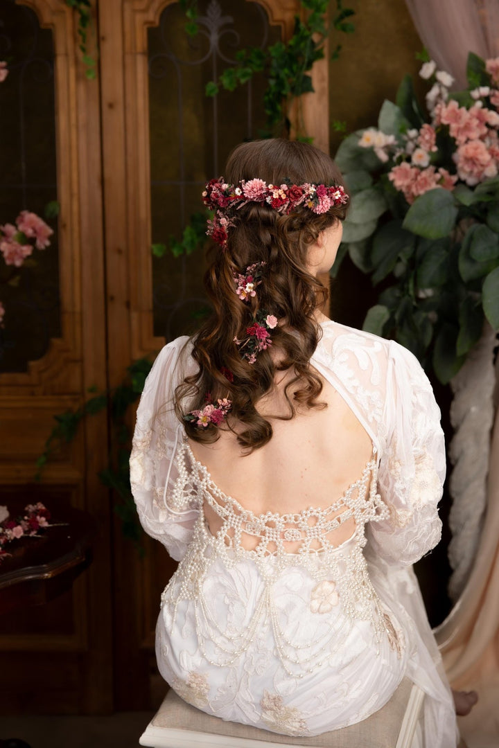 Burgundy Flower Hair Clip: Rustic Wedding Hair Vine – handmade floral hair accessory by magaela