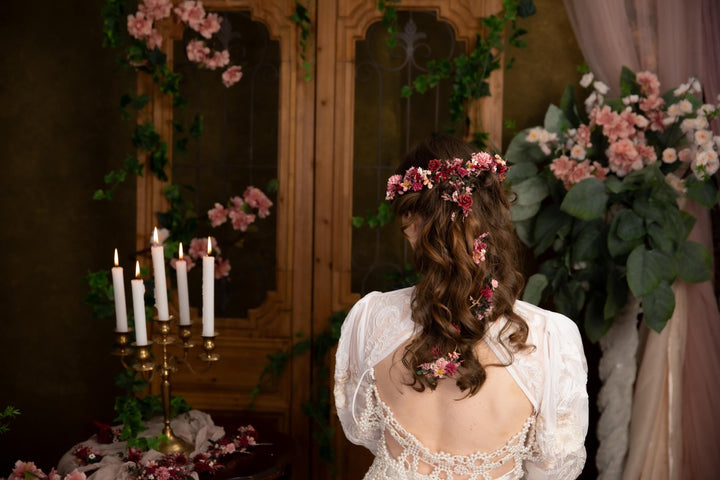 Burgundy Flower Hair Clip: Rustic Wedding Hair Vine – handmade floral hair accessory by magaela