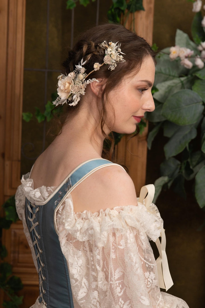 Ivory Wedding Flower Hair Vine: Bridal Headpiece – handmade floral hair accessory by magaela