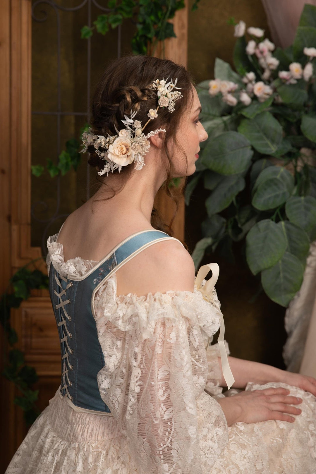 Ivory Wedding Flower Hair Vine: Bridal Headpiece – handmade floral hair accessory by magaela