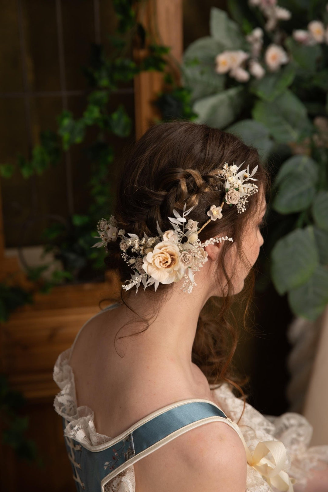 Ivory Wedding Flower Hair Vine: Bridal Headpiece – handmade floral hair accessory by magaela