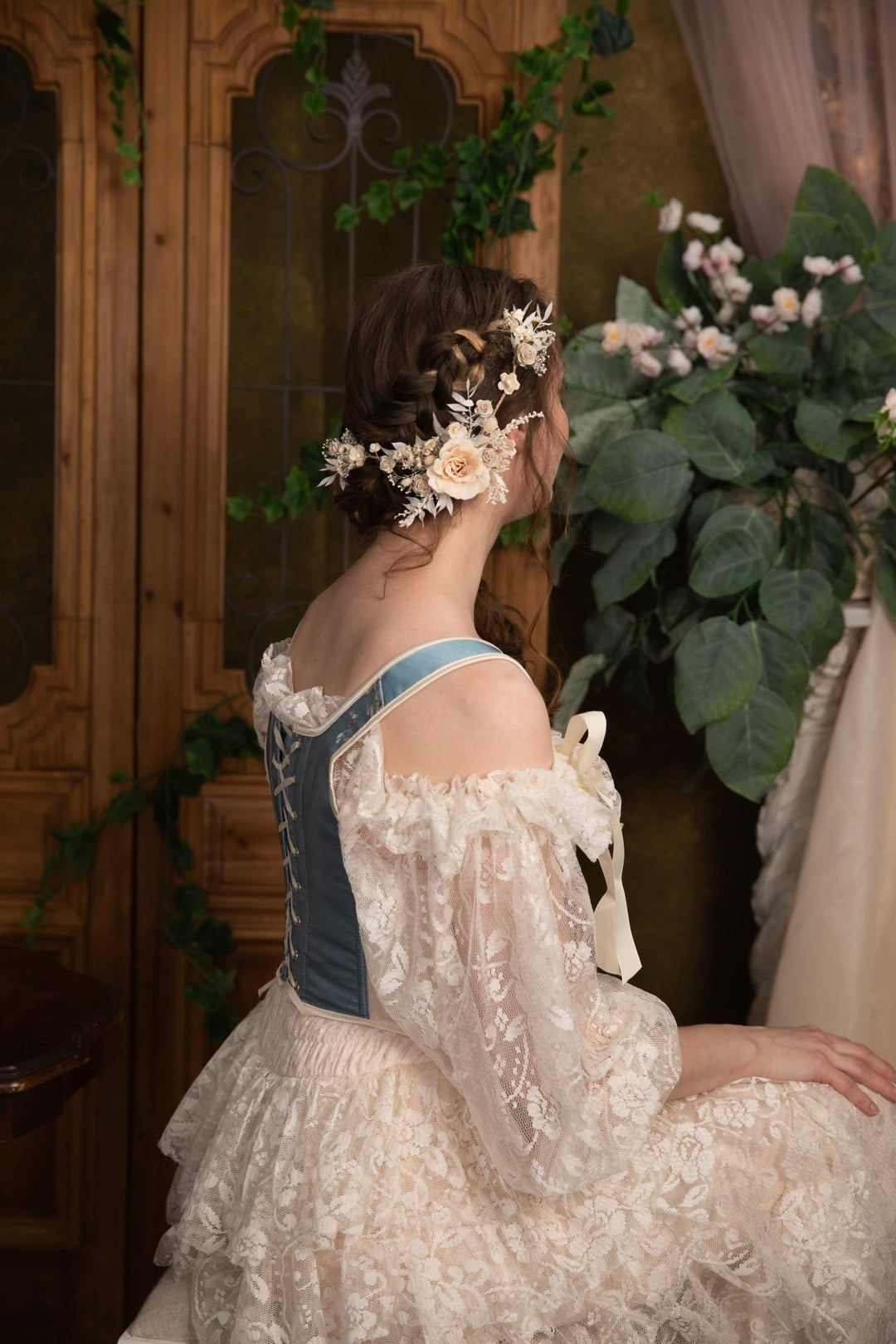 Ivory Wedding Flower Hair Vine: Bridal Headpiece – handmade floral hair accessory by magaela