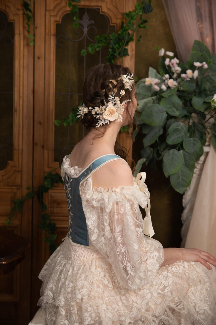 Ivory Wedding Flower Hair Vine: Bridal Headpiece – handmade floral hair accessory by magaela