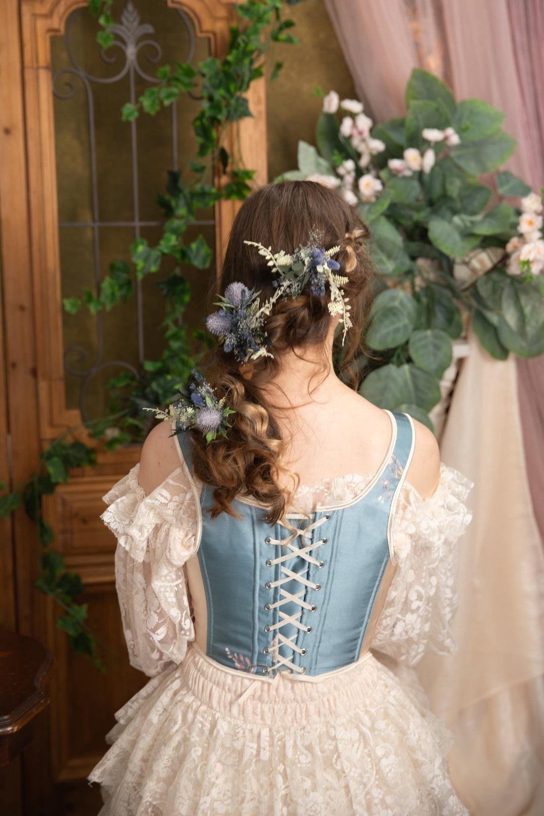 Blue Flower Hairpins Set: Thistle Boho Bridal Hair Accessories – handmade floral hair accessory by magaela