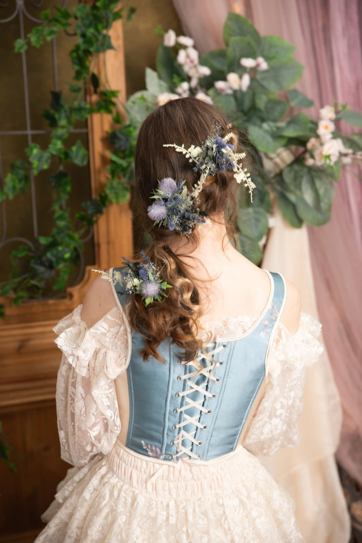 Blue Flower Hairpins Set: Thistle Boho Bridal Hair Accessories – handmade floral hair accessory by magaela