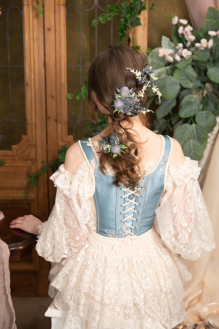 Blue Flower Hairpins Set: Thistle Boho Bridal Hair Accessories – handmade floral hair accessory by magaela