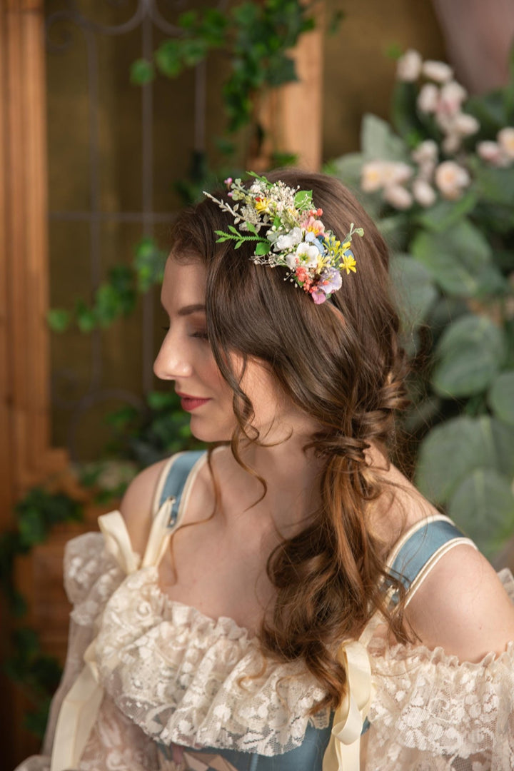 Handmade Wildflower Headband: Colorful Bridal Cottagecore Flower Crown – handmade floral hair accessory by magaela