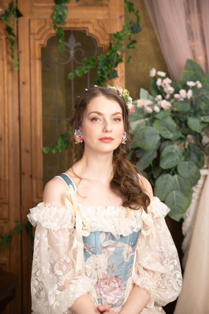 Colorful Flower Stud Earrings: Spring Wedding Jewelry – handmade floral hair accessory by magaela